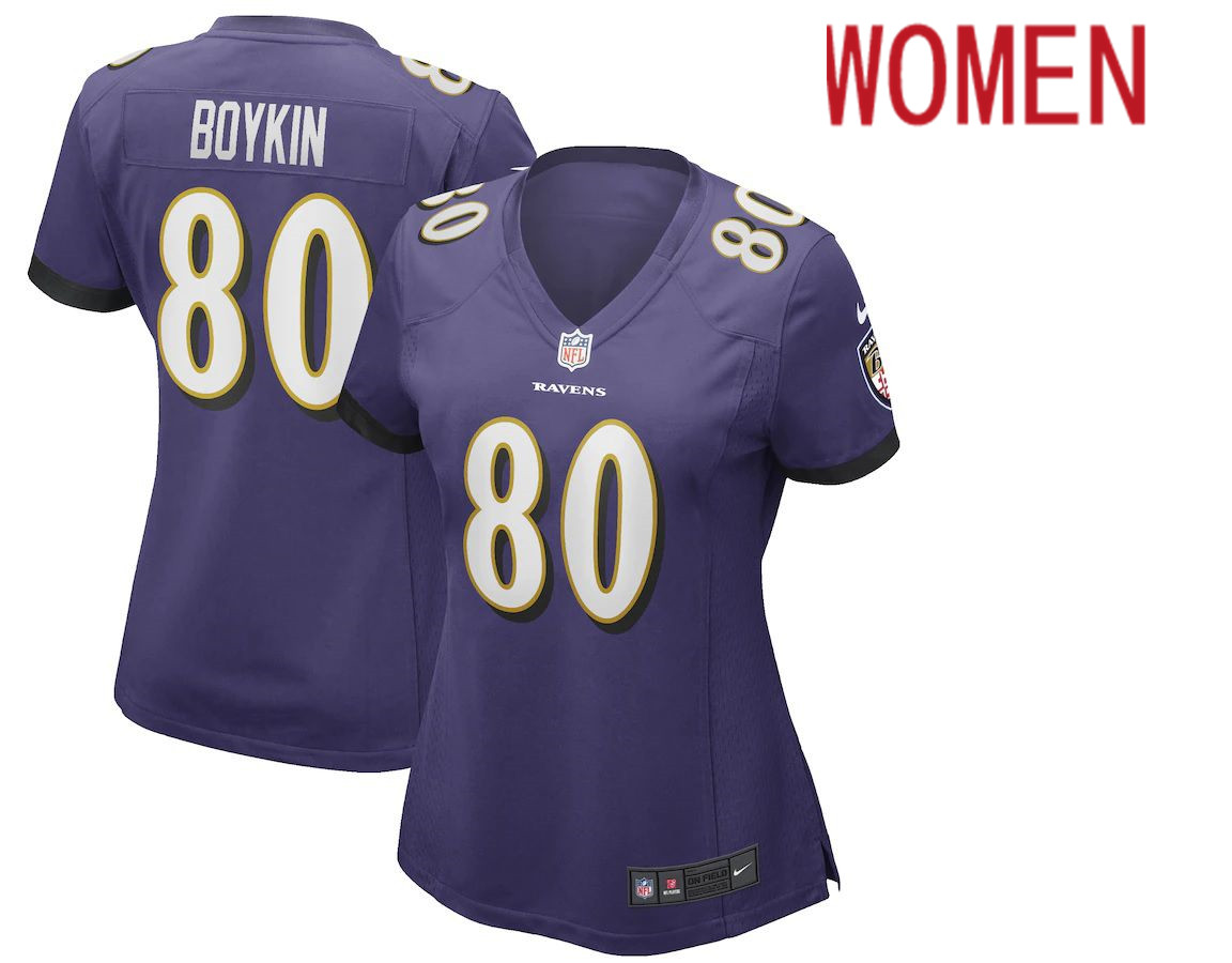 Women Baltimore Ravens 80 Miles Boykin Nike Purple Game NFL Jersey